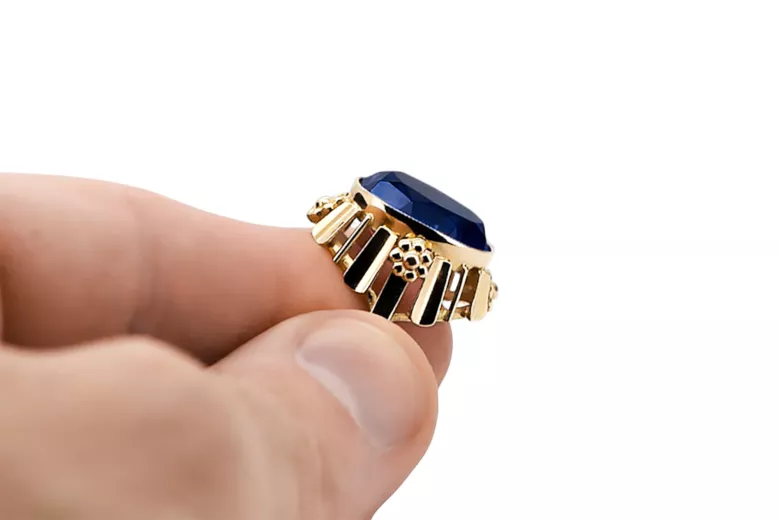 Saphir 14 Karat Gelbgold Ring Vintage vrc043y