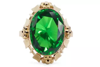 14k geltono aukso Smeraldai Žiedas Vintage vrc043y