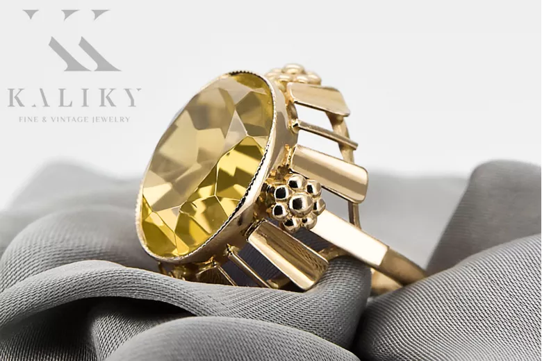 14k žlté zlato Žltý peridot  Vintage style vrc043y
