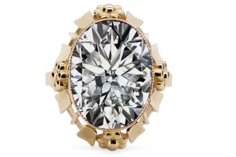 Circón Oro amarillo de 14 quilates Anillo Artesanía vintage vrc043y