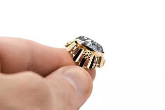 Zircon Or jaune 14 carats Anneau Style vintage vrc043y