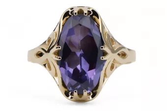 14K Yellow gold Alexandrite Ring Vintage style vrc082y