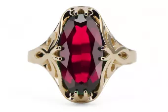 Пръстен Рубин 14K жълто злато Винтидж стил vrc082y