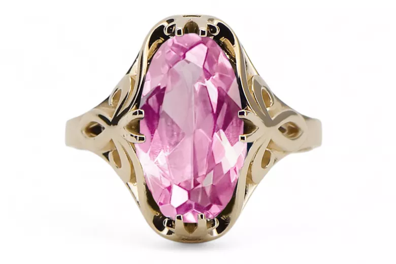 Vintage Stil Ring Amethyst 14 Karat Gelbgold vrc082y