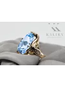 14k żółte złoto Akwamaryn Pierścionek Vintage Biżuteria vrc082y