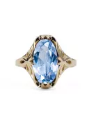 14k žluté zlato Akvamarín  Vintage Jewlery vrc082y