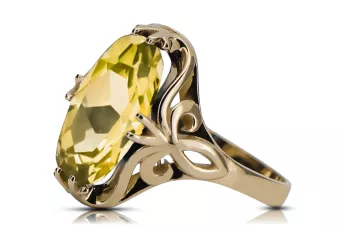 Anneau Péridot jaune Or jaune 14 carats Style vintage vrc082y