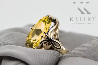 Anneau Péridot jaune Or jaune 14 carats Style vintage vrc082y