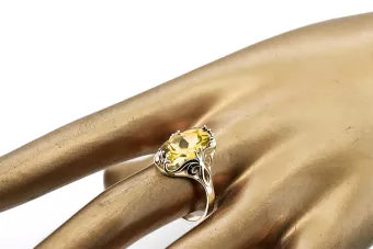 Anneau Péridot jaune Or jaune 14 carats Style vintage vrc082y