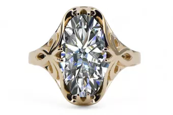 Vintage bijuterii Inel Zircon Aur galben 14K vrc082y