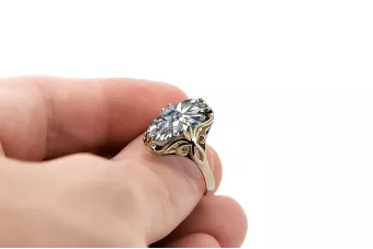 Циркон 14K Жовте золото Каблучка Вінтаж прикраси vrc082y