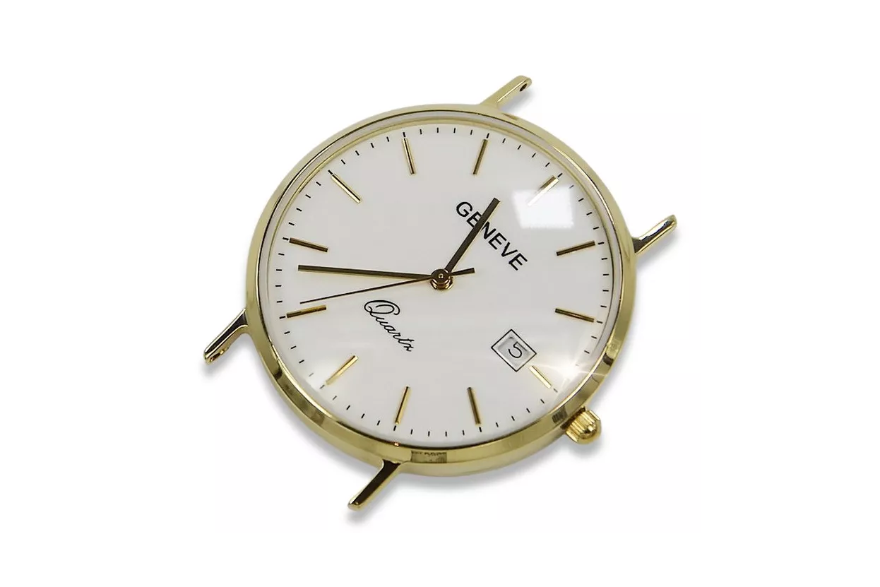 Zlaté pánske hodinky Geneve ★ Zlotychlopak.pl ★ Zlatá čistota 585 333 Nízka cena!