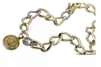 14k Gold chain with jellyfish modern greek pendant cfc007yw&cpn049y