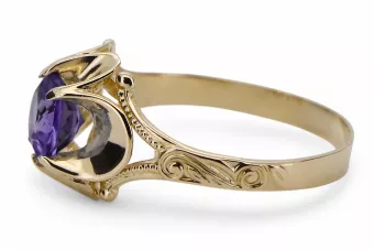 14-кв Желтое золото Александрит Кольцо Винтаж стиль vrc377y