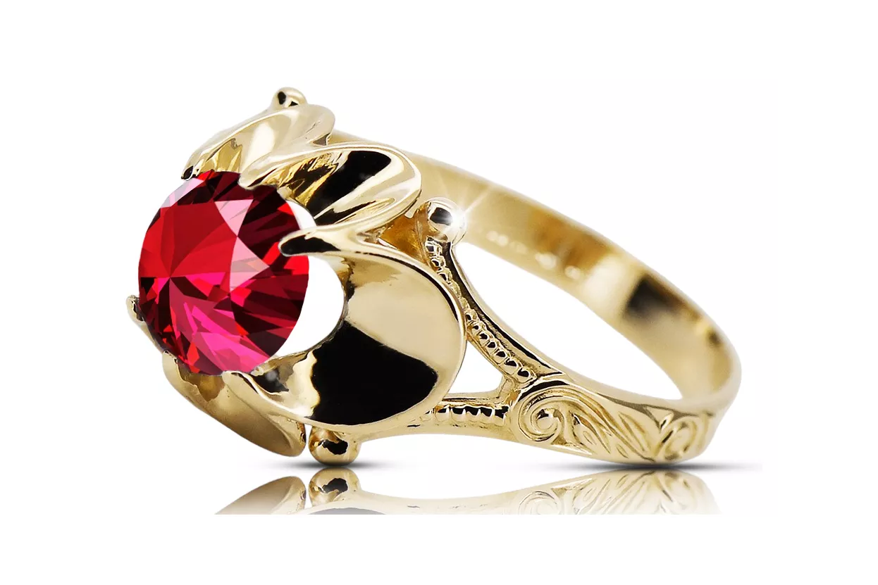 Vintage style Ring Ruby 14K Yellow gold vrc377y