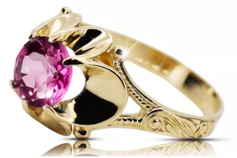 Améthyste Or jaune 14 carats Anneau Vintage vrc377y