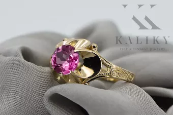 Ring Vintage Handwerk Amethyst 14 Karat Gelbgold vrc377y
