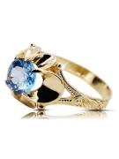 14 Karat Gelbgold Aquamarin Ring Vintage Handwerk vrc377y