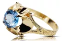 14 Karat Gelbgold Aquamarin Ring Vintage Handwerk vrc377y