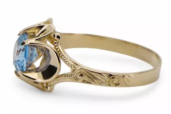 Anillo Aguamarina Oro amarillo de 14 quilates Artesanía vintage vrc377y