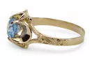 14 Karat Gelbgold Aquamarin Ring Vintage Handwerk vrc377y