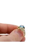 Vintage Inel Acvamarin Aur galben 14K vrc377y