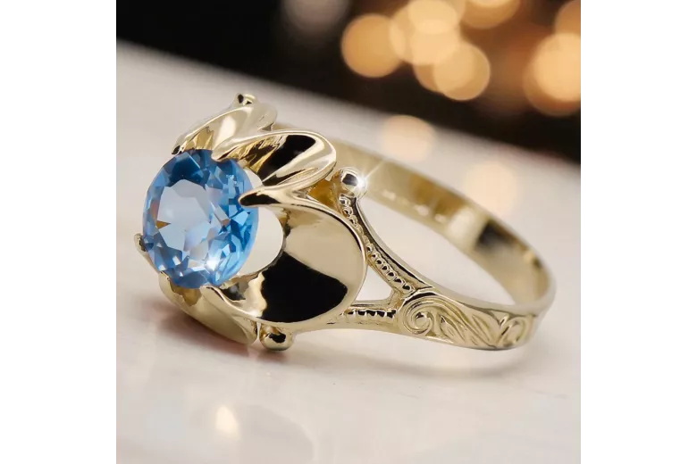 14k žlté zlato Akvamarín  Vintage craft vrc377y