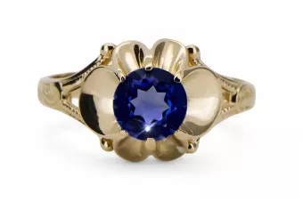 Joyería vintage Anillo Zafiro Oro amarillo de 14 quilates vrc377y