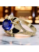 Pierścionek Szafir 14k żółte złoto Vintage Biżuteria vrc377y