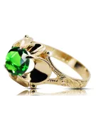 Anneau Émeraude Or jaune 14 carats Artisanat vintage vrc377y