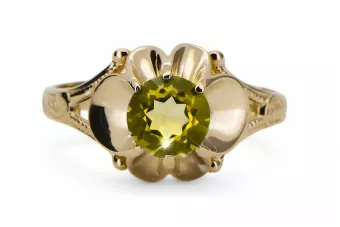 14K Yellow gold Yellow Peridot Ring Vintage craft vrc377y