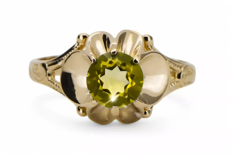 14k žlté zlato Žltý peridot  Vintage style vrc377y