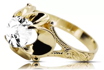 Pierścionek Cyrkonia 14k żółte złoto Vintage Biżuteria vrc377y