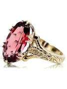 14K žltá zlato rubínový ring vrc084y vinobranie art deco sovietska éra ruské šperky štýl