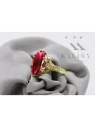 14k žlutá zlata rubínový prsten Vrc084y vintage art deco sovětské éry ruské šperky stylu