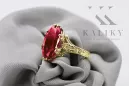 14k žlutá zlata rubínový prsten Vrc084y vintage art deco sovětské éry ruské šperky stylu