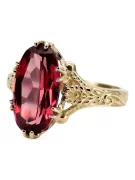 14k žlutá zlata rubínový prsten Vrc084y vintage art deco sovětské éry ruské šperky stylu