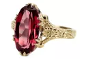 14k жълт златен Ruby пръстен VRC084Y Vintage Art Deco съветска ера Руски бижута стил