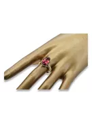 14K aur galben Ruby inel vRc084Y Vintage Art Deco Era Sovietic Rusa Bijuterii Style