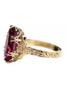 14k žlutá zlata rubínový prsten Vrc084y vintage art deco sovětské éry ruské šperky stylu
