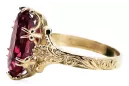 14k žlutá zlata rubínový prsten Vrc084y vintage art deco sovětské éry ruské šperky stylu
