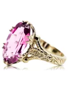 14K žluté zlato ametyst prsten Vrc084y vintage art deco sovětské éry ruské šperky styl