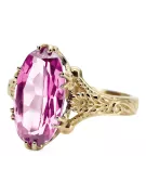 14K žluté zlato ametyst prsten Vrc084y vintage art deco sovětské éry ruské šperky styl
