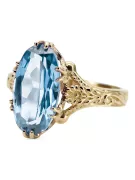 Кольцо Aquamarine 14K Желтое Золото Винтаж Урожай Ювеюрниц VRC084Y Винтаж Арт Деко Советская Эра Русский Ювелирный Стиль