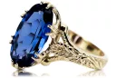 14K Yellow gold Sapphire Ring vrc084y Vintage Art Deco Soviet era Russian jewelry style