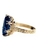 14K Yellow gold Sapphire Ring vrc084y Vintage Art Deco Soviet era Russian jewelry style