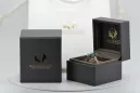14k Жовтий золотий смарагдовий кільце VRC084Y Vintage Art Deco Радянська Ера Російська ювелірна стиль