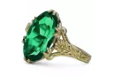 14k galben de aur emeralld ring vrc084y vintage art deco era sovietice stil de bijuterii ruse