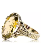 14K Amarillo Dorado Amarillo Peridot Anillo VRC084Y Vintage Art Deco Era Soviética Estilo de joyería rusa