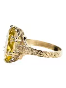 14K Amarillo Dorado Amarillo Peridot Anillo VRC084Y Vintage Art Deco Era Soviética Estilo de joyería rusa